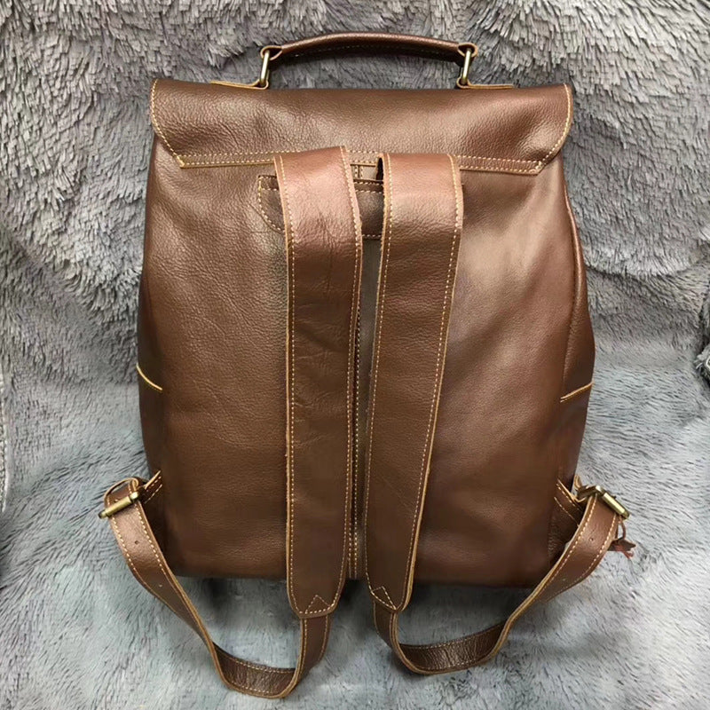 Crazy horse leather laptop backpack