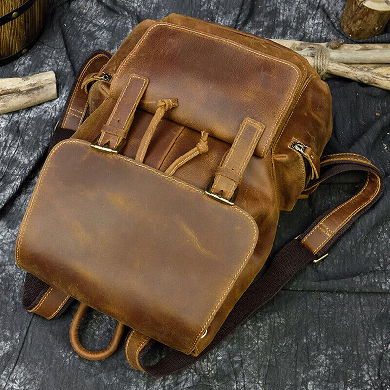 Cowhide Laptop Travel Backpack
