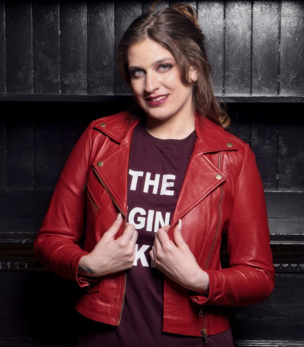 red leather biker jacket women