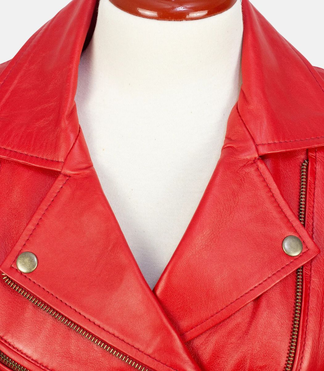 red leather biker jacket women