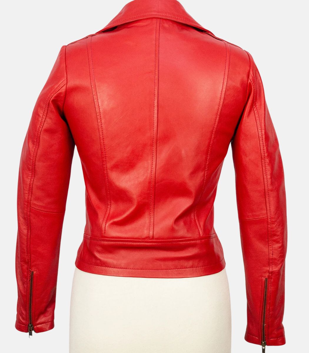 red leather biker jacket women