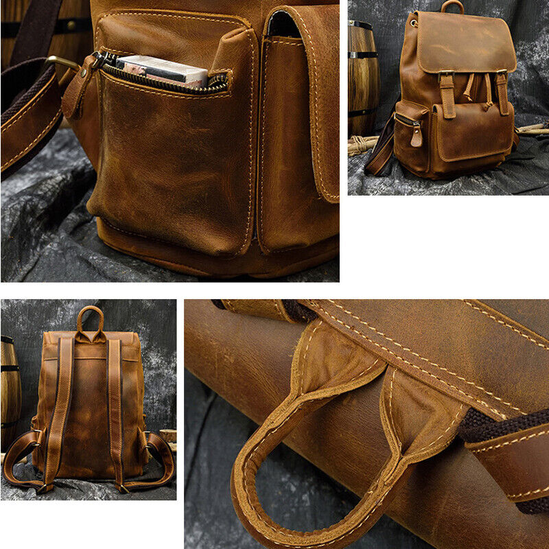Cowhide Laptop Travel Backpack