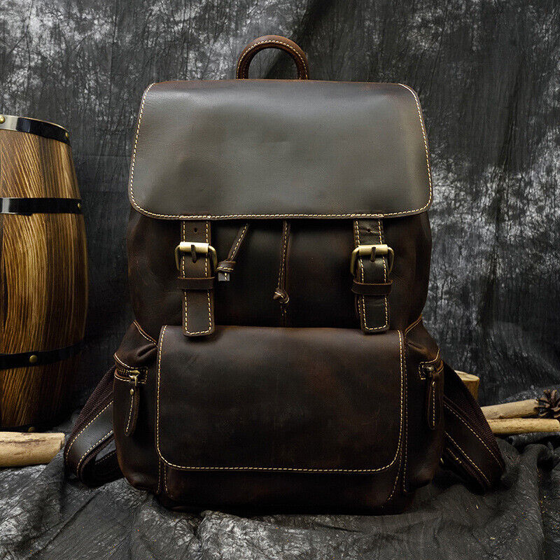 Cowhide Laptop Travel Backpack