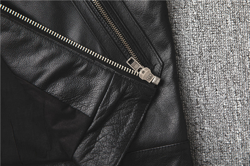 Men Slim-Fit Real Sheepskin Leather Jacket