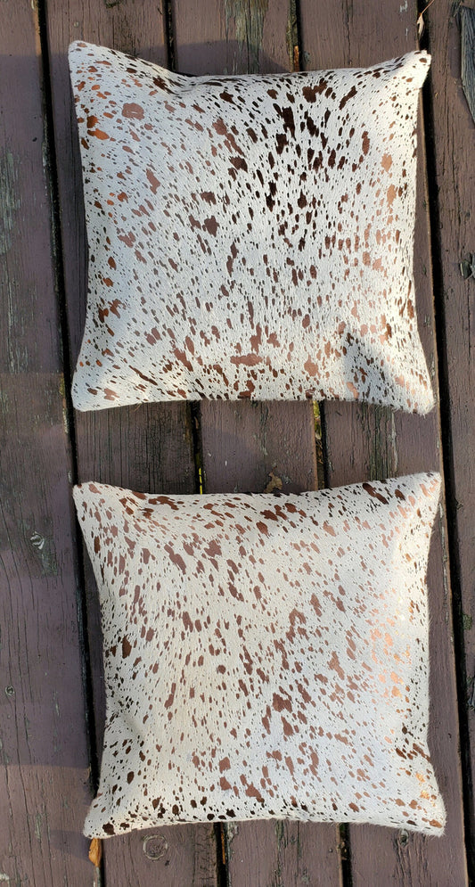 New Metallic Cow hide Cushion Covers 16 X 16 Inches