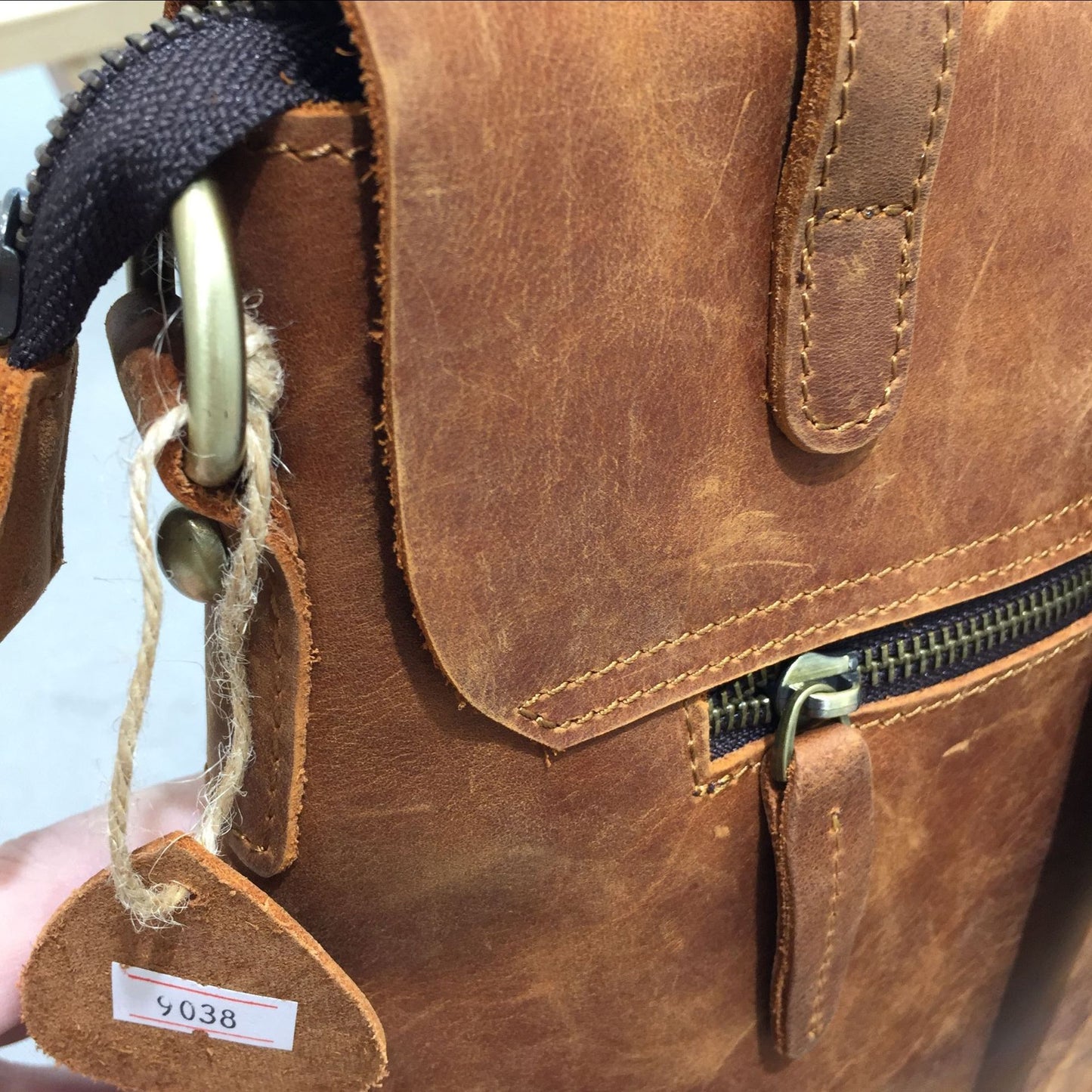 Genuine leather mori style backpack