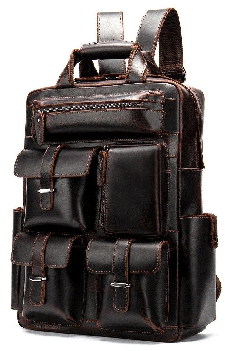 Cowhide Leather Backpack Large Size