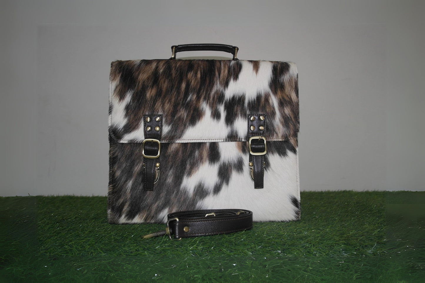 Cowhide Briefcase Bag Faded Tricolor
