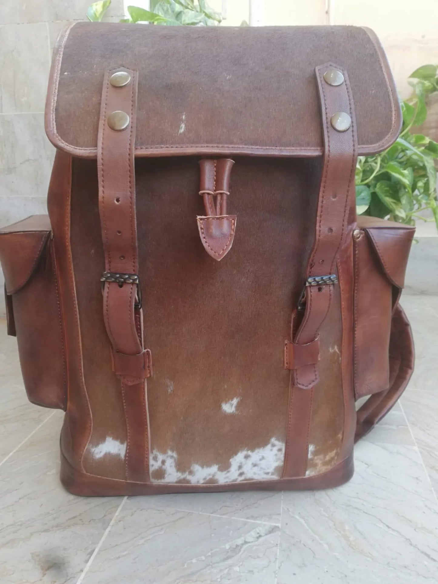 Western Backpack Purse with Hair-On Hide