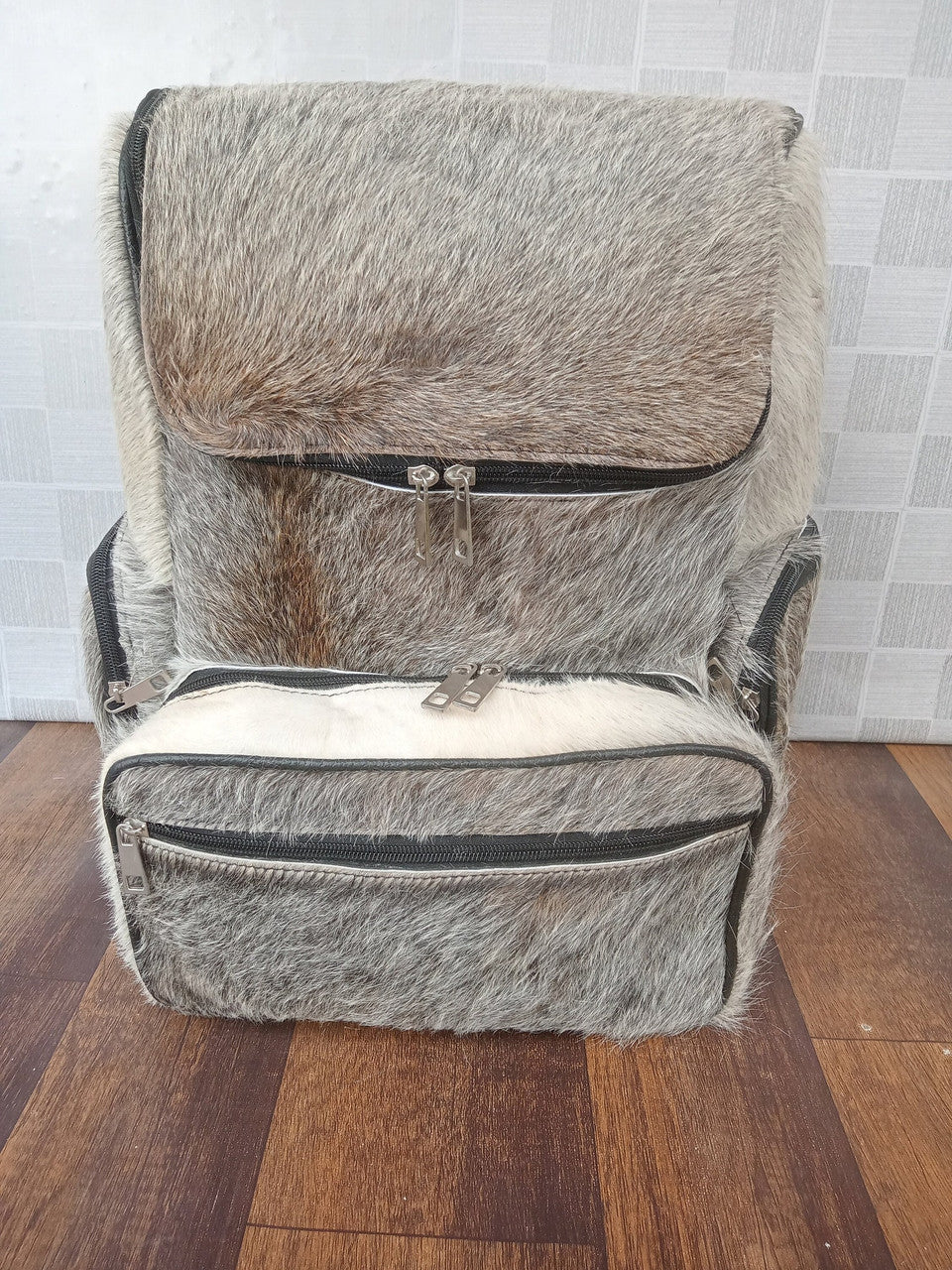 Natural Gray Hair On Hide Backpack