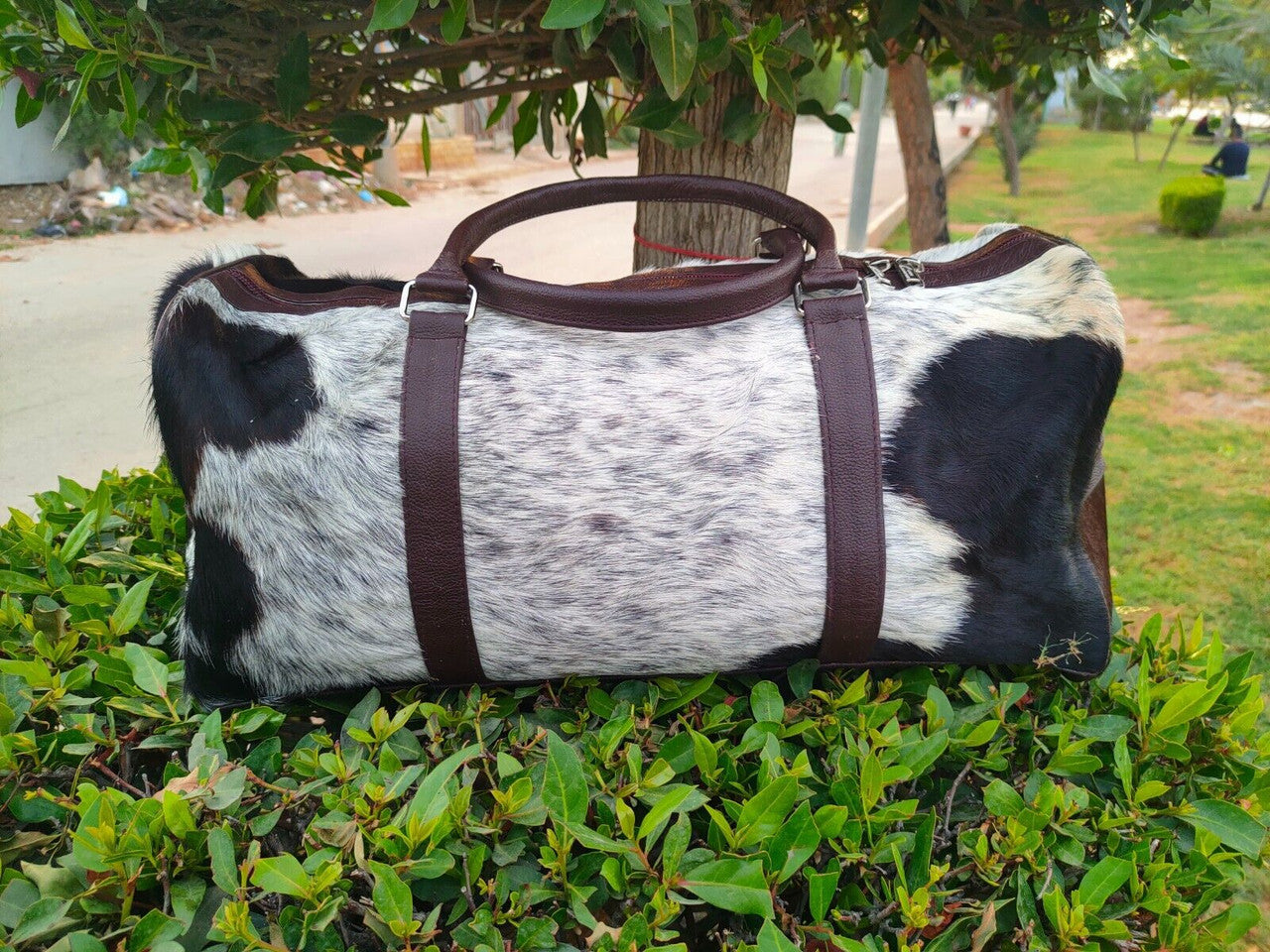 Tricolor Cowhide Duffle Bag