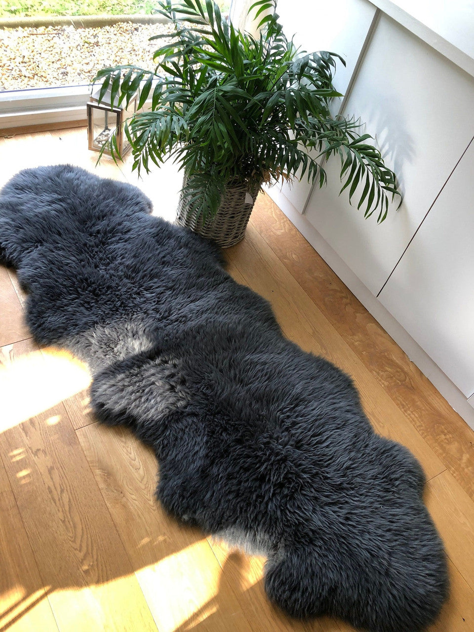 Double Pelt Large Grey Sheepskin Rug
