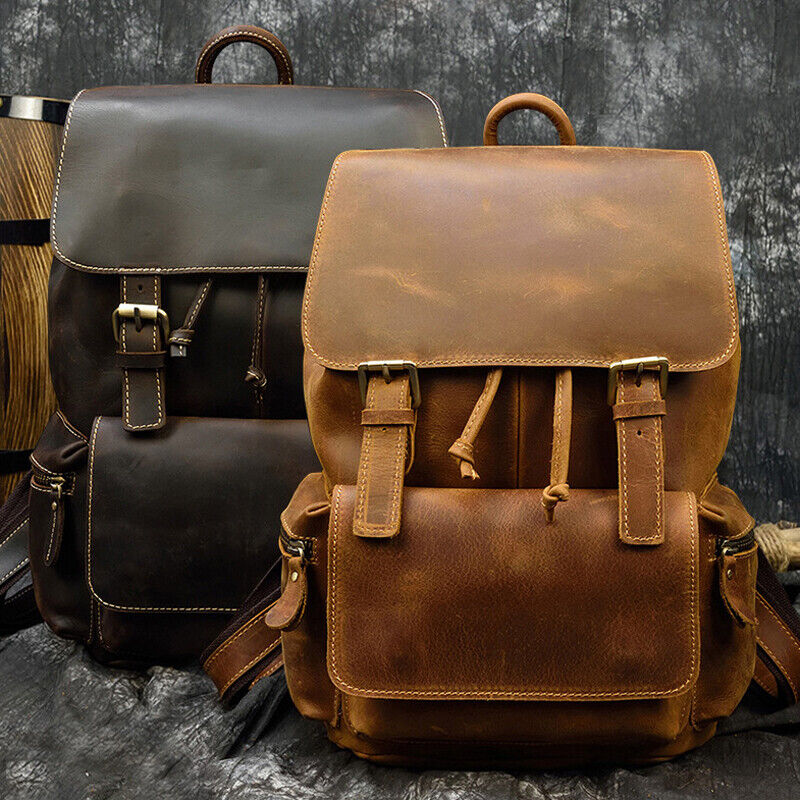 Cowhide Laptop Travel Backpack