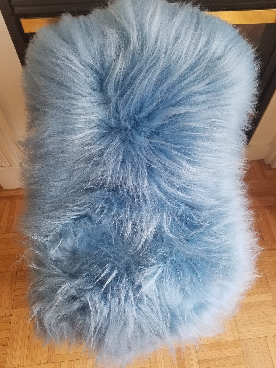 Dyed Blue Real Icelandic Sheepskin Rug Home Decor