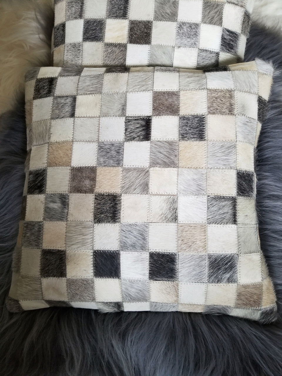 Cowhide Patchwork Cushion Cover