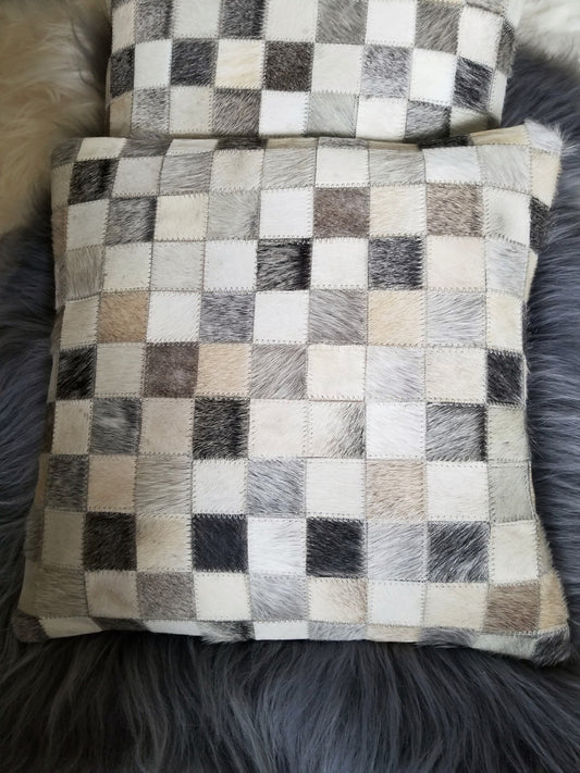 Cowhide Patchwork Cushion Cover