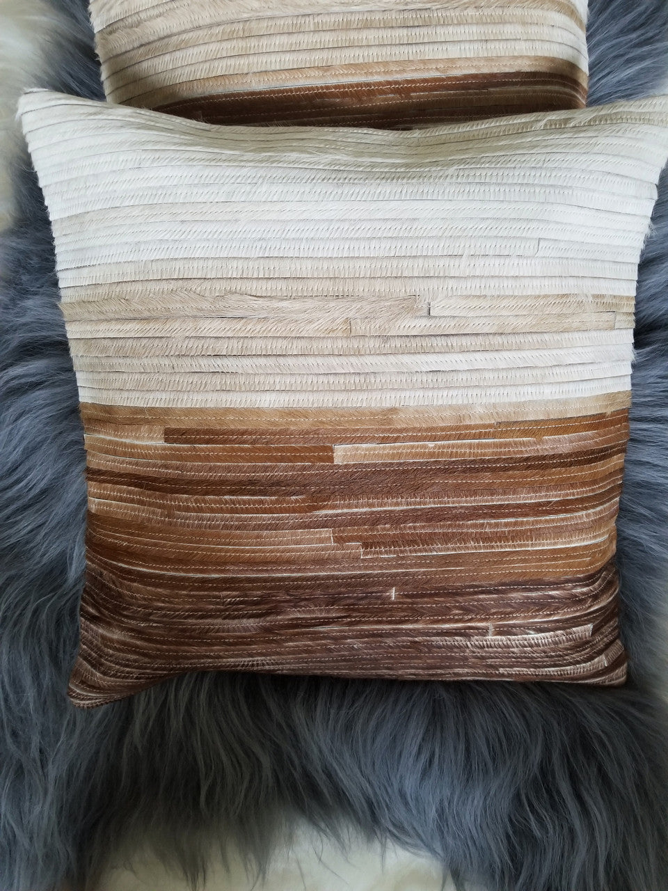 Cowhide Cushion Cover Hair On Cow Hide TWO Pillow Covers 16 by 16 inch