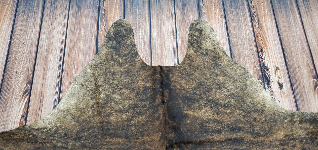 Extra Large Brown Black Striped Cowhide Rug 7.5ft x 6.5ft
