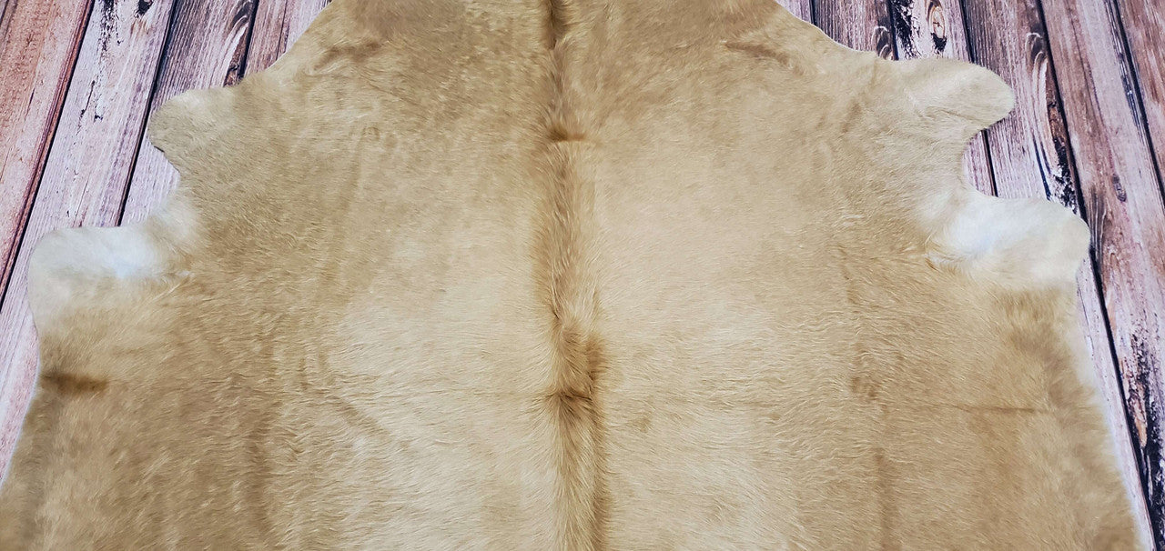 Solid Brown Natural Cowhide Rug 7ft x 6.6ft