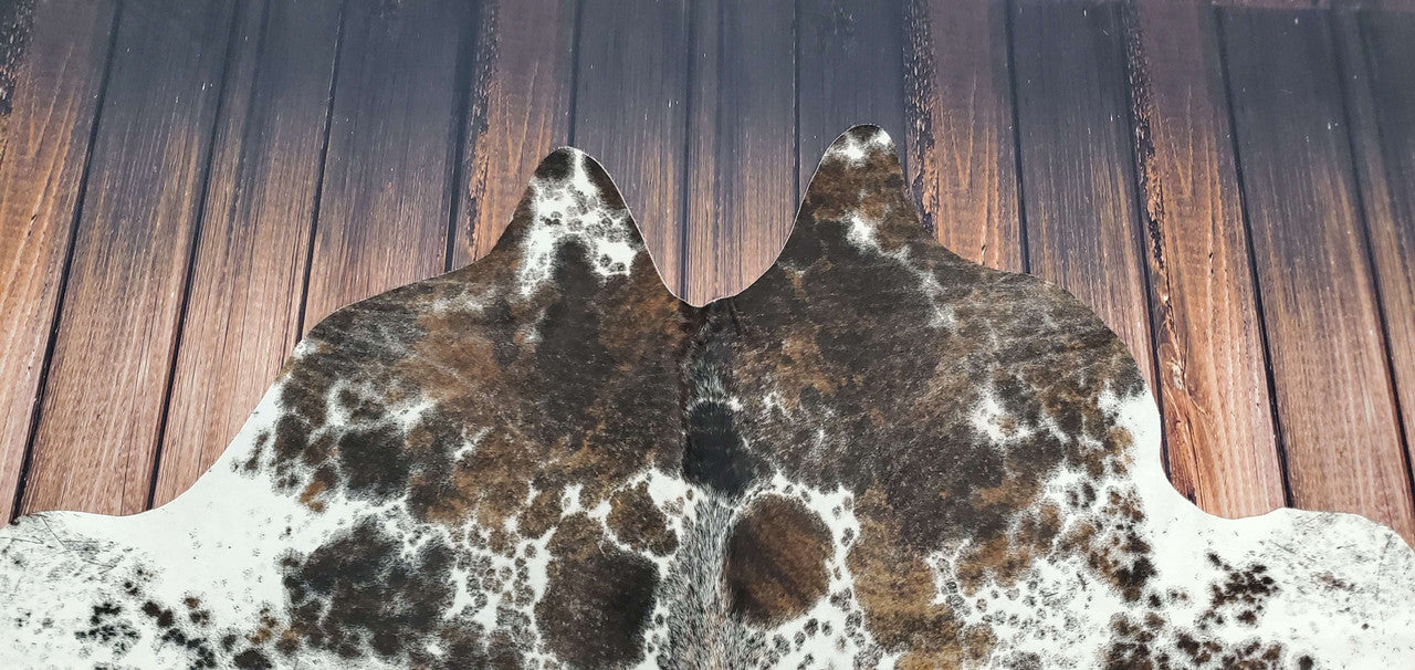 Salt Pepper Tricolor Cowhide Rug 7ft x 6.5ft