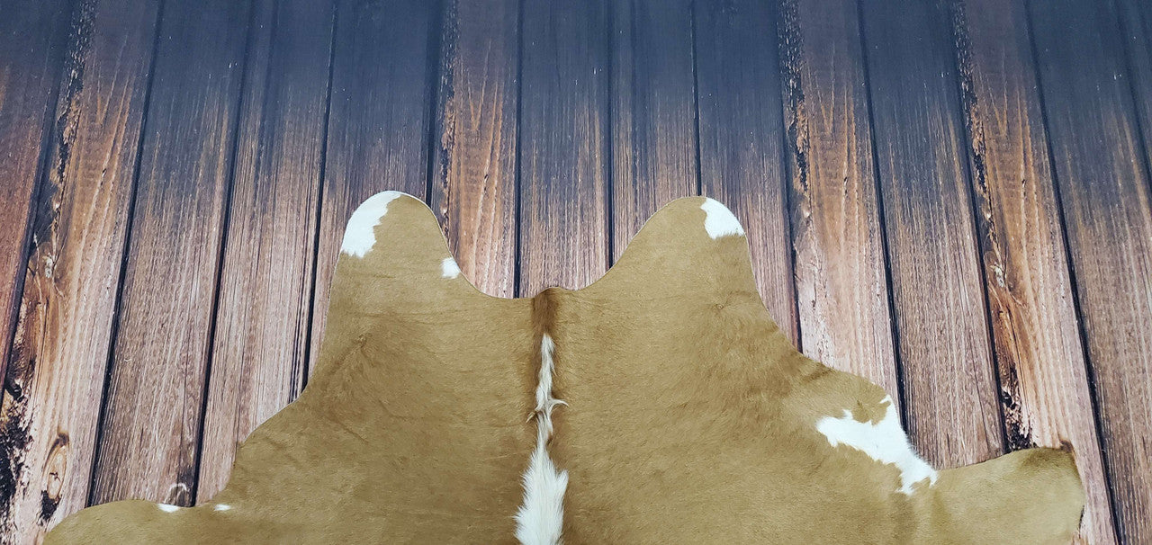 brown palomino cowhide rug 6.5ft x 5.6ft