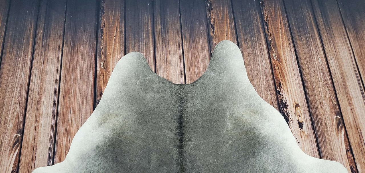 Light Grey Cowhide Area Rug 7ft x 5.6ft