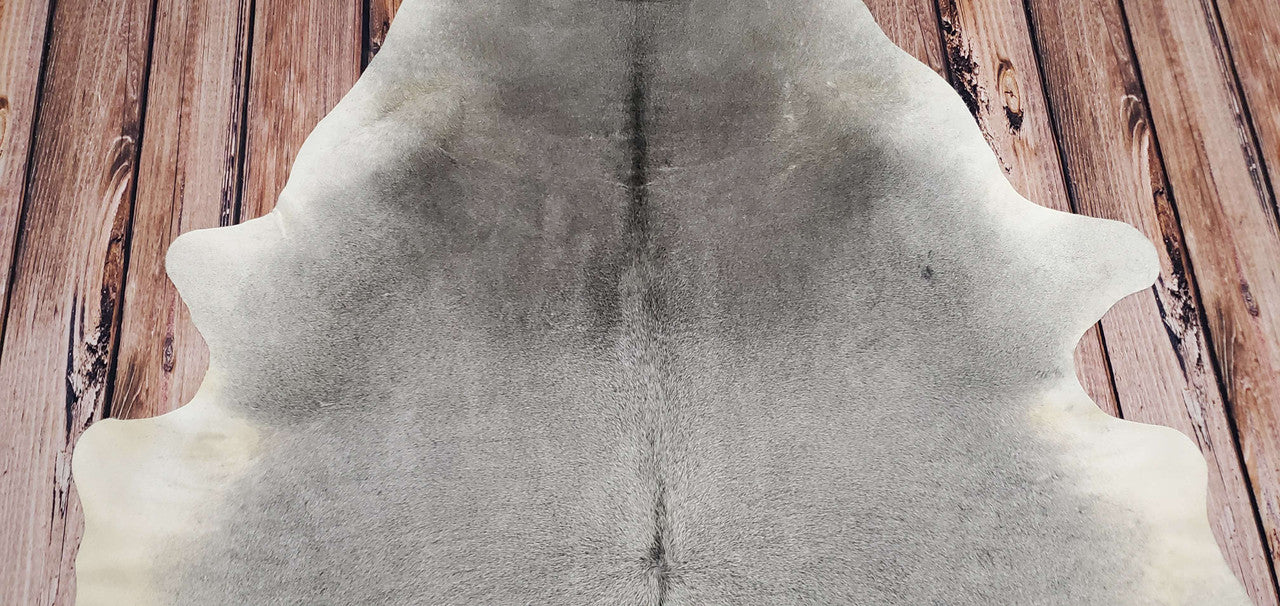Light Grey Cowhide Area Rug 7ft x 5.6ft