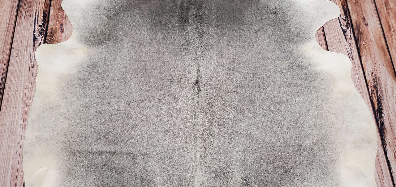 Light Grey Cowhide Area Rug 7ft x 5.6ft