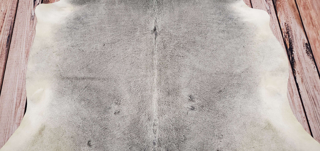 Light Grey Cowhide Area Rug 7ft x 5.6ft