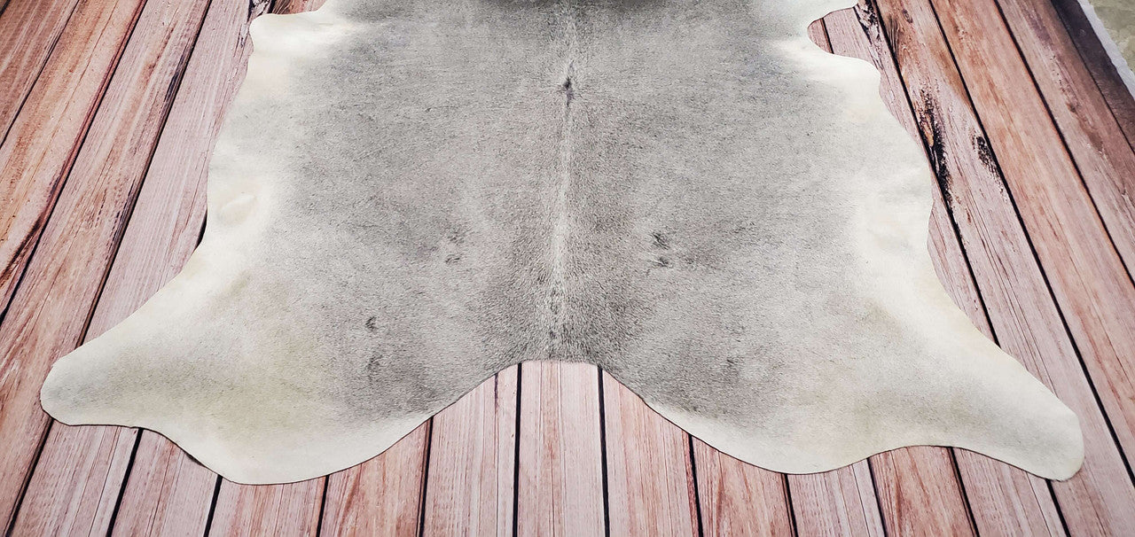 Light Grey Cowhide Area Rug 7ft x 5.6ft