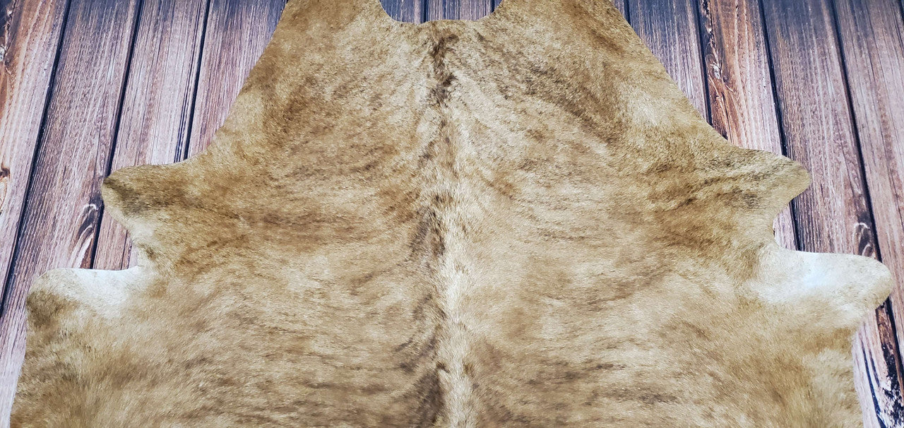 Brindle Tan Belly Cowhide Rug 6.9ft x 6ft