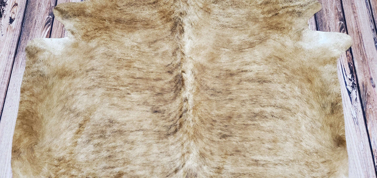 Brindle Tan Belly Cowhide Rug 6.9ft x 6ft