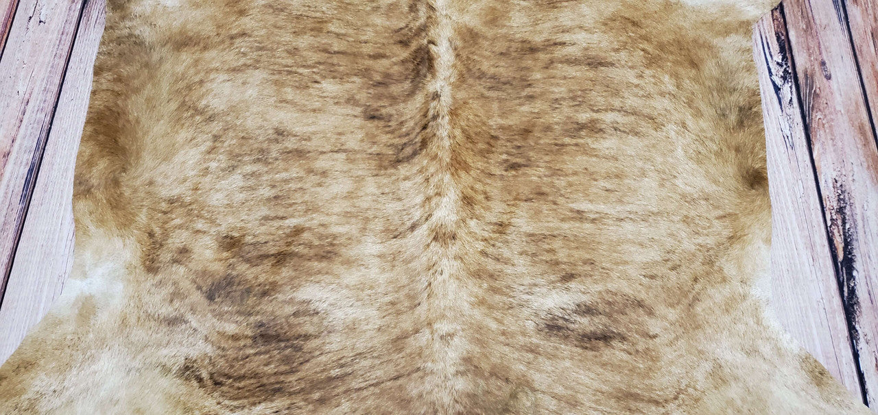 Brindle Tan Belly Cowhide Rug 6.9ft x 6ft