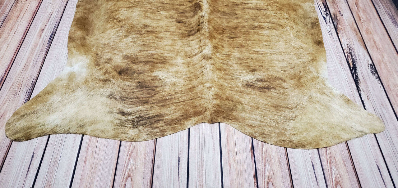 Brindle Tan Belly Cowhide Rug 6.9ft x 6ft