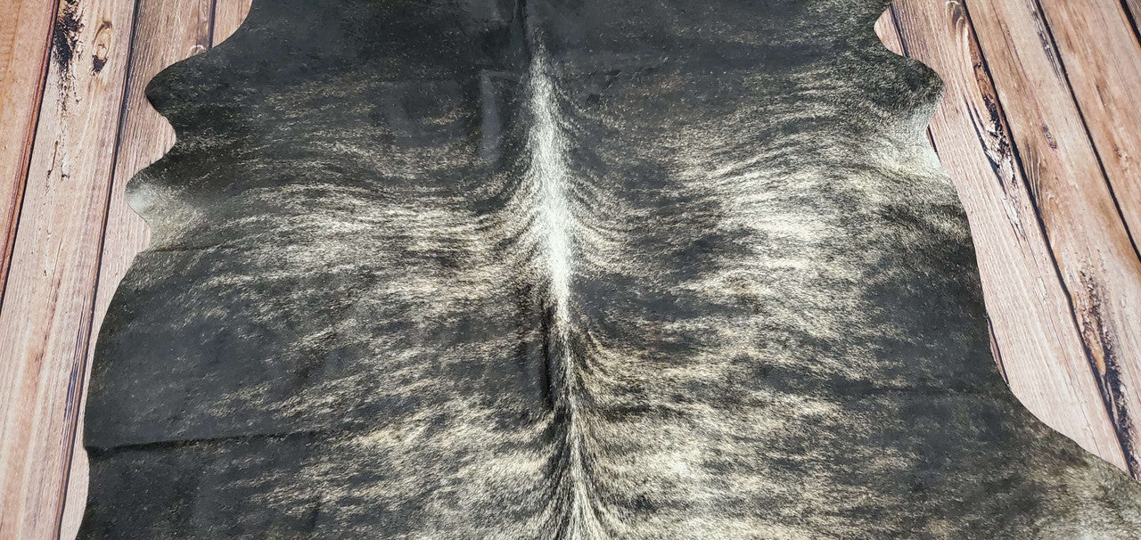 Natural Grey Brindle Cowhide Rug 7ft x 6.8ft