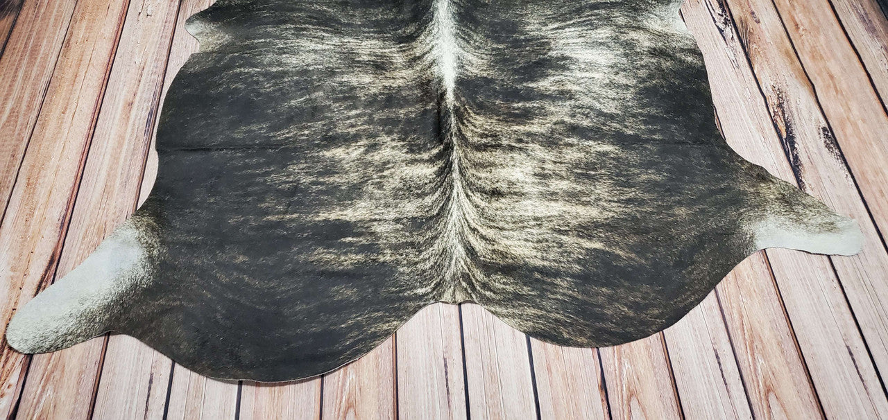 Natural Grey Brindle Cowhide Rug 7ft x 6.8ft