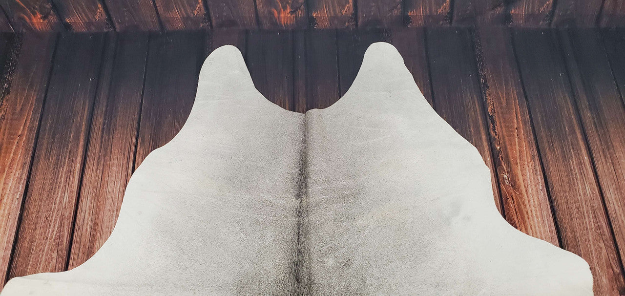 Light Gray Cowhide Area Rug 7.5ft x 6ft