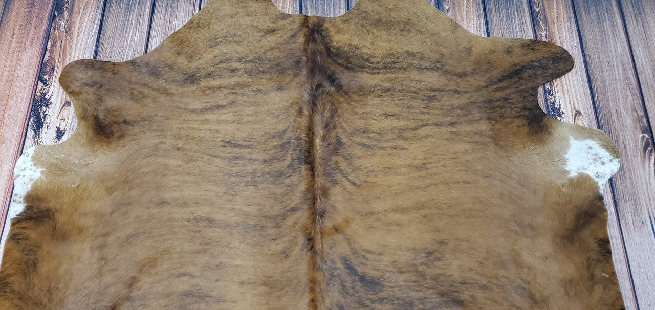 Cowhide Rug Tan Brindle 6.9ft x 6.7ft