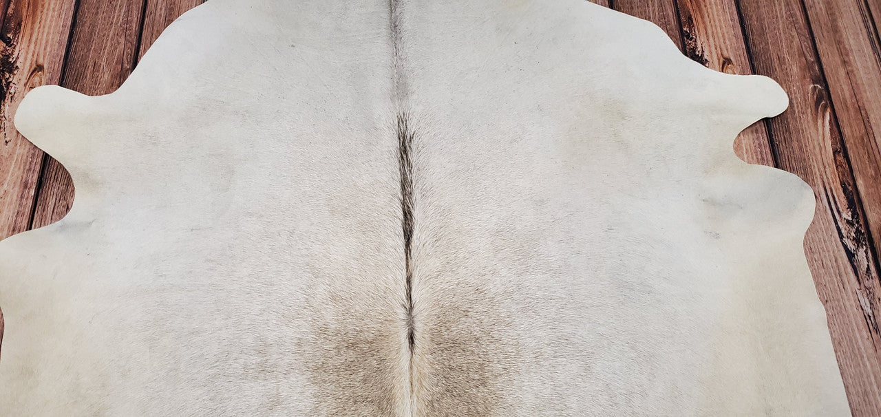 Large Grey Ivory Cowhide Rug 7.2ft x 6.3ft