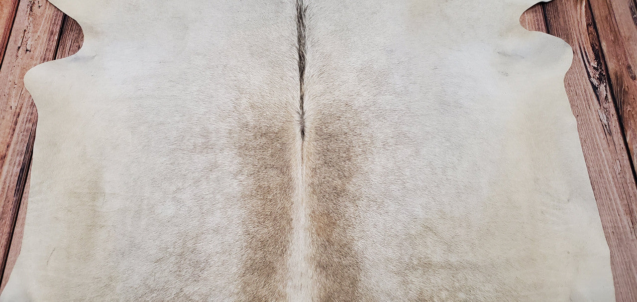 Large Grey Ivory Cowhide Rug 7.2ft x 6.3ft