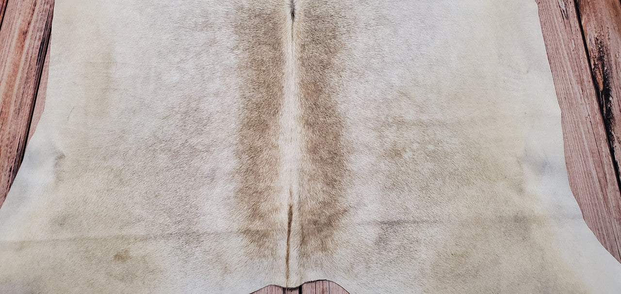 Large Grey Ivory Cowhide Rug 7.2ft x 6.3ft