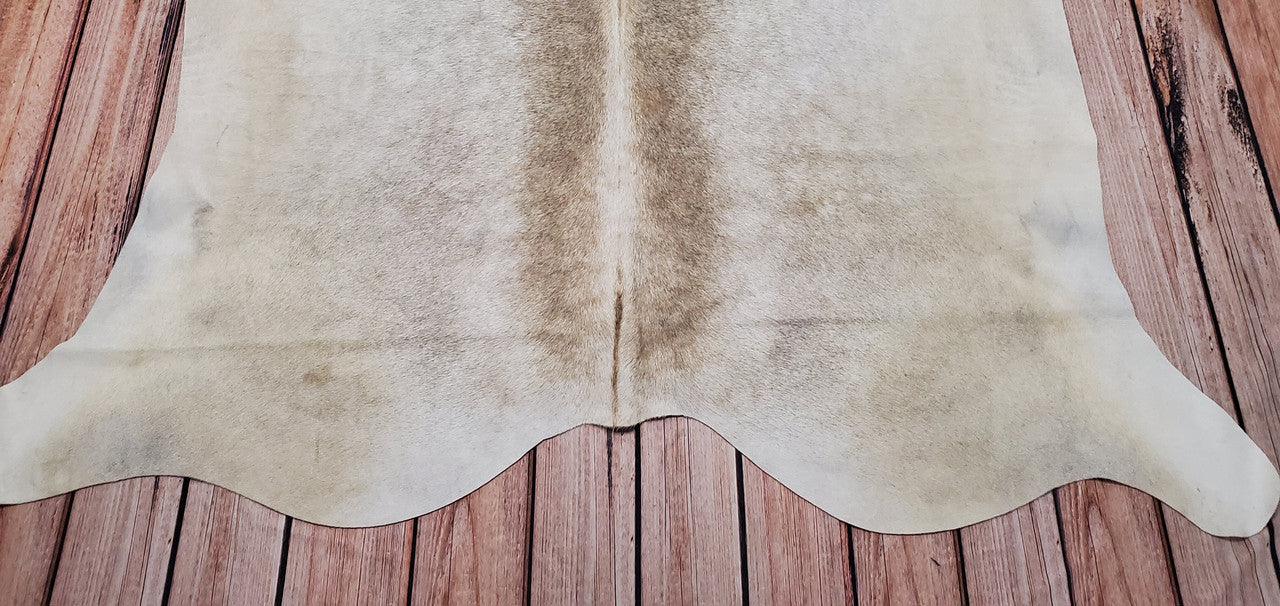 Large Grey Ivory Cowhide Rug 7.2ft x 6.3ft