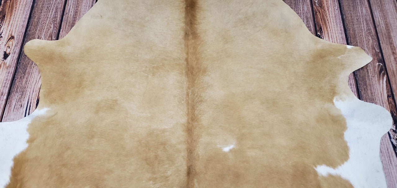 Palomino Brown White Cowhide Rug 7ft x 6ft