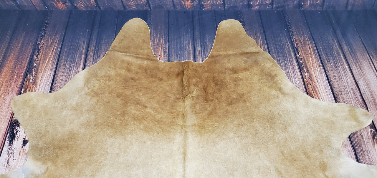 Light Brown Beige Cowhide Rug 8.3ft x 6.7ft