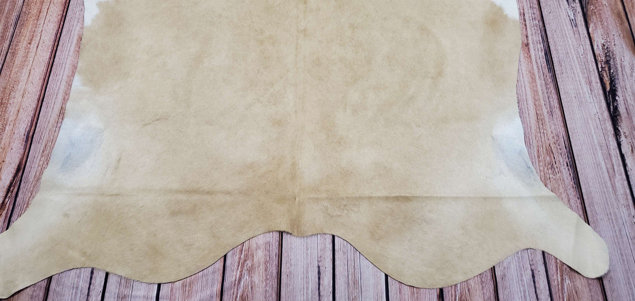 Beige White Cowhide Rug 6.8ft x 6.3ft