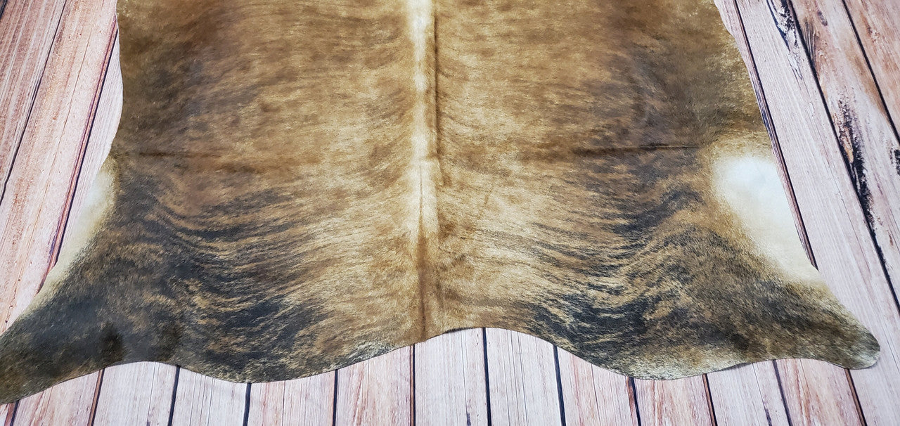Brazilian Brown Brindle Cowhide Rug 7ft x 6ft