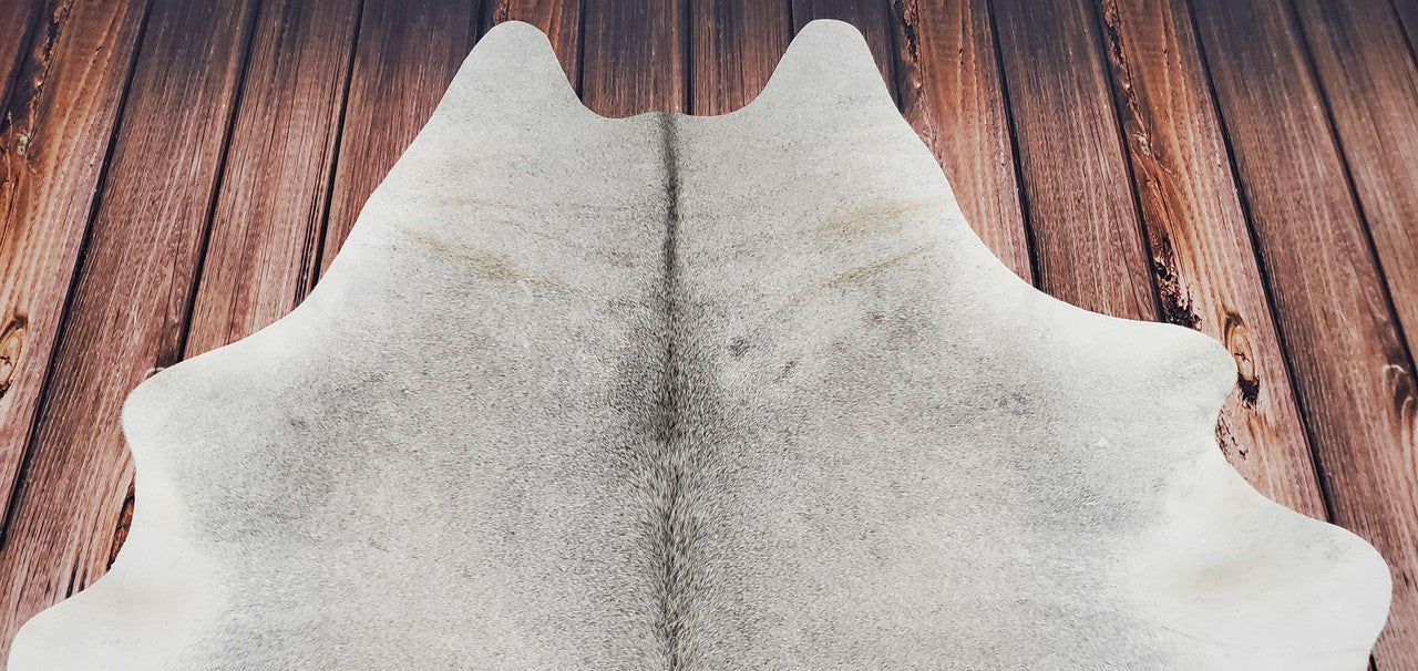 Large Gray Cowhide Rug 7ft x 6.4ft