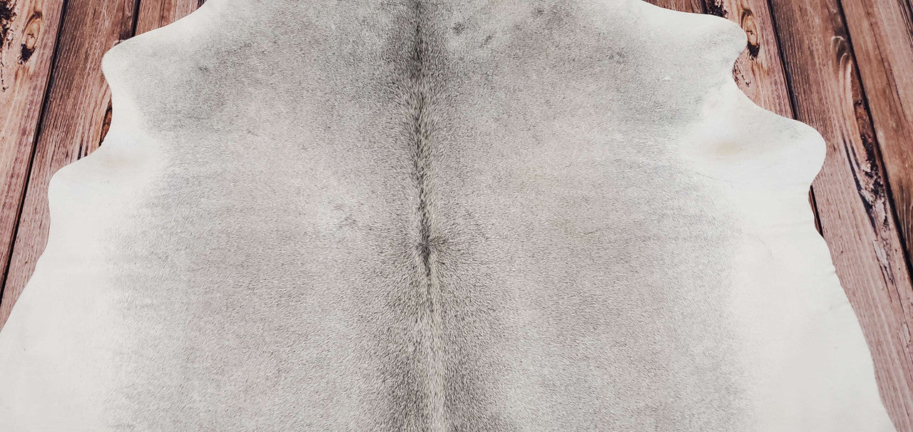 Large Gray Cowhide Rug 7ft x 6.4ft