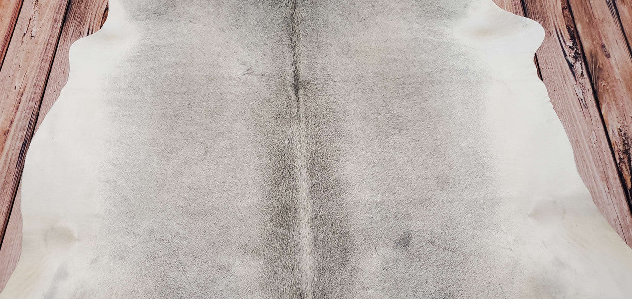 Large Gray Cowhide Rug 7ft x 6.4ft