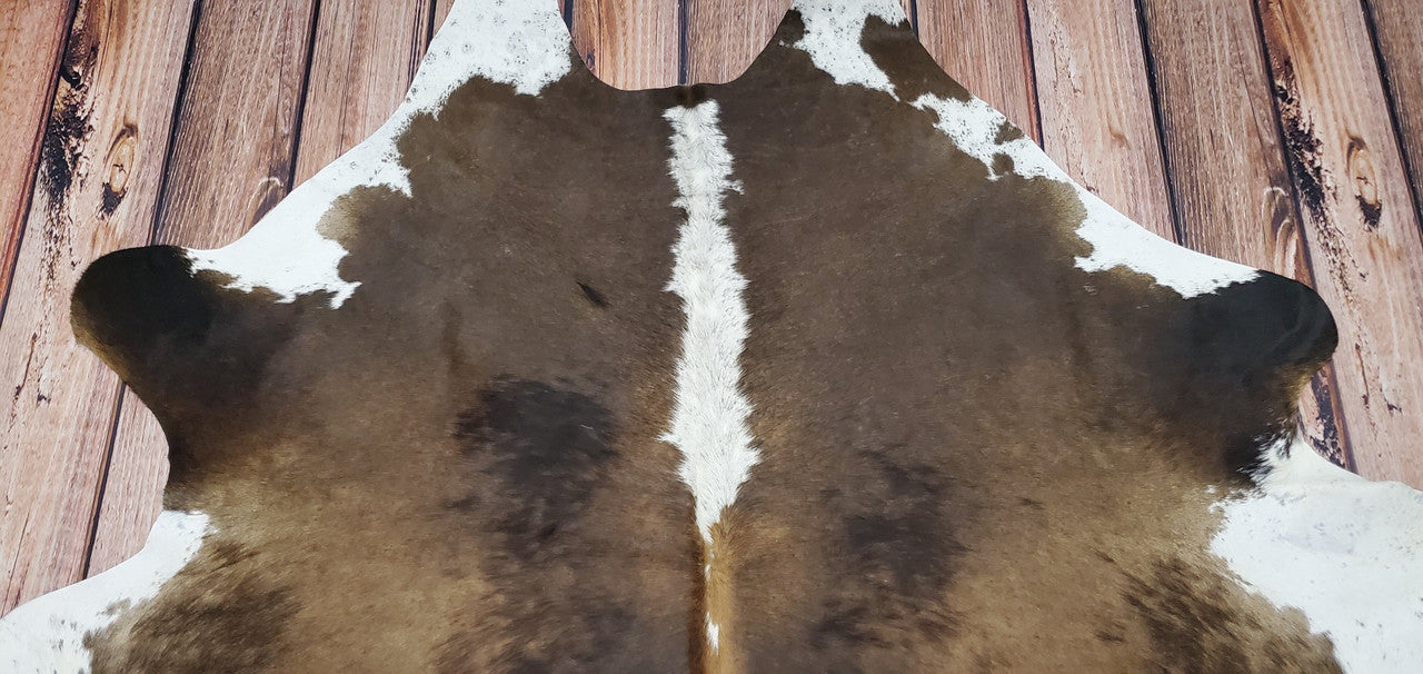 Small Cowhide Rug Dark Tricolor 6ft x 5ft